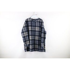 Vintage 90s Woolrich Womens Medium Plaid Sherpa Deep Pile Fleece Sweater USA